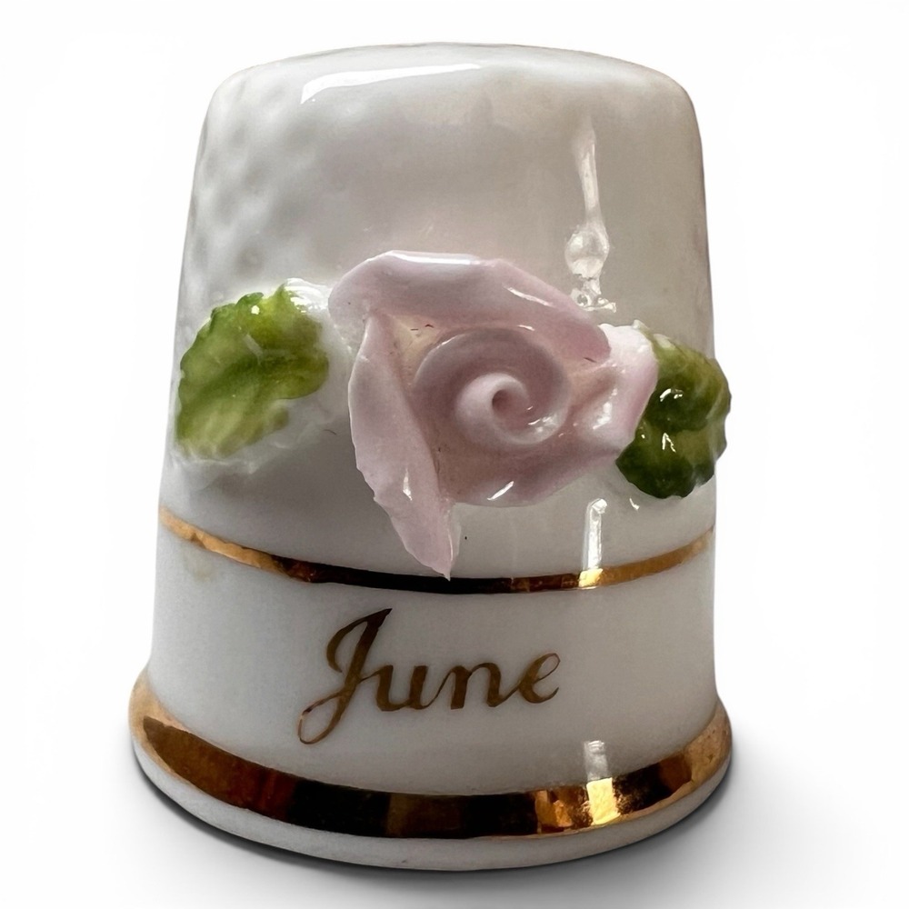 Vintage MMR Morii Masterpiece Bone China June Rose Floral Thimble Japan